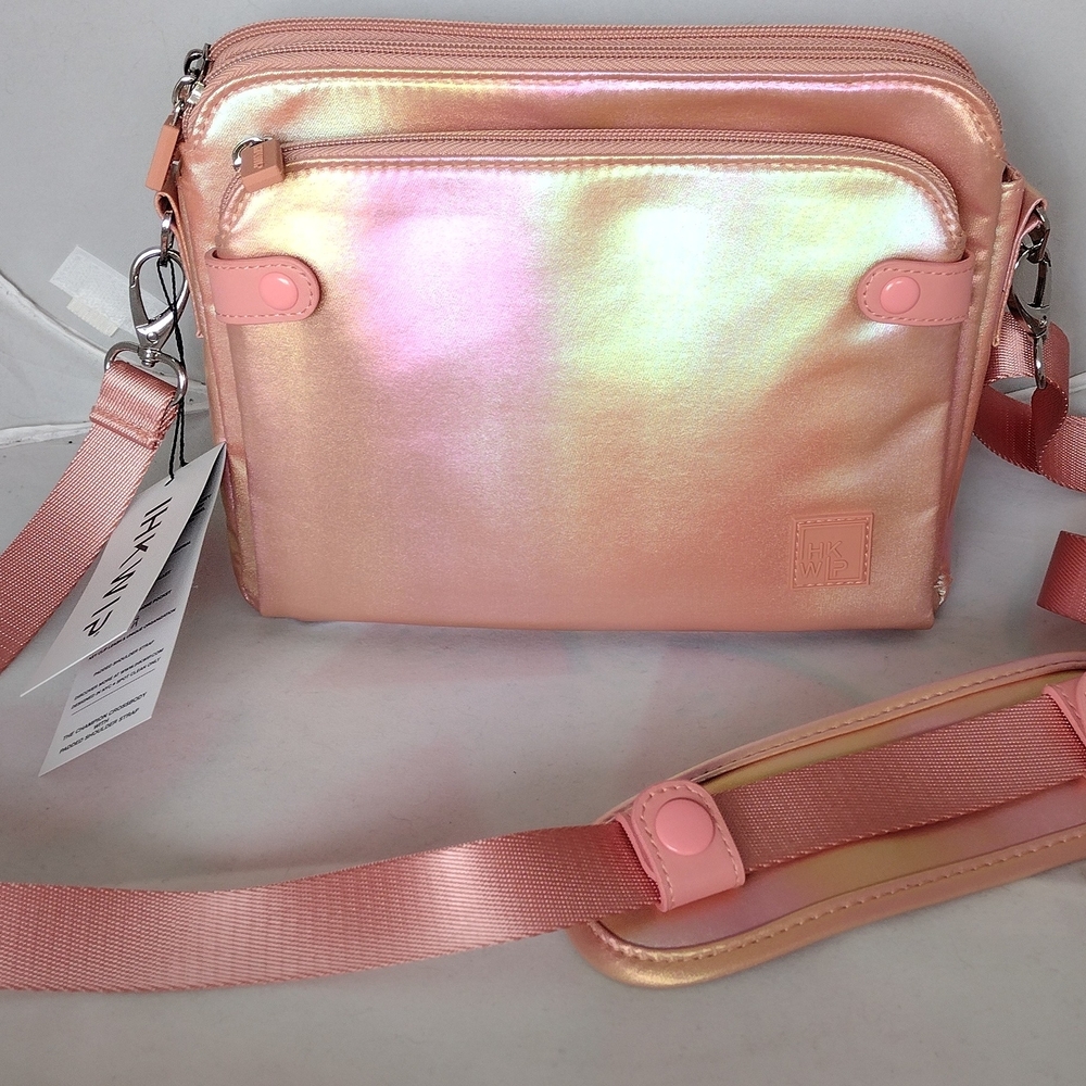 NWT IHKWIP Champion Crossbody with Padded Shoulder Strap - IRIDESCENT PEACH
